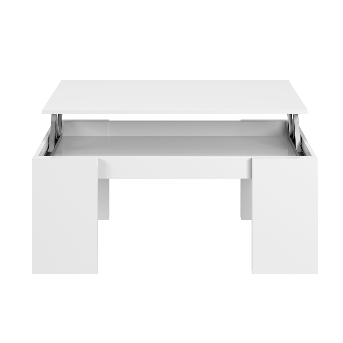 Tavolino basso con contenitore bianco lucido