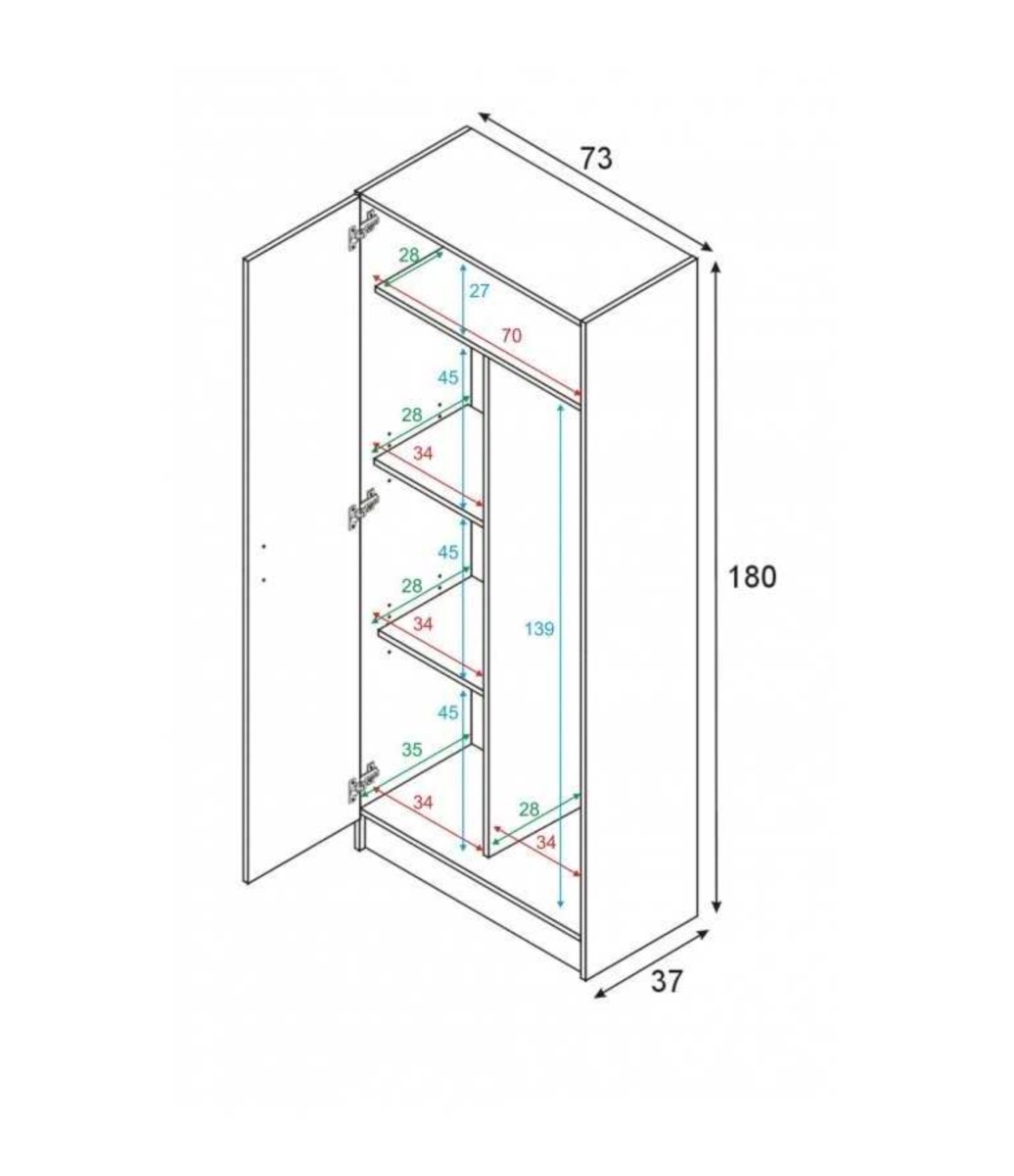 Armadio porta scope, multiuso, 2 ante, finitura bianco