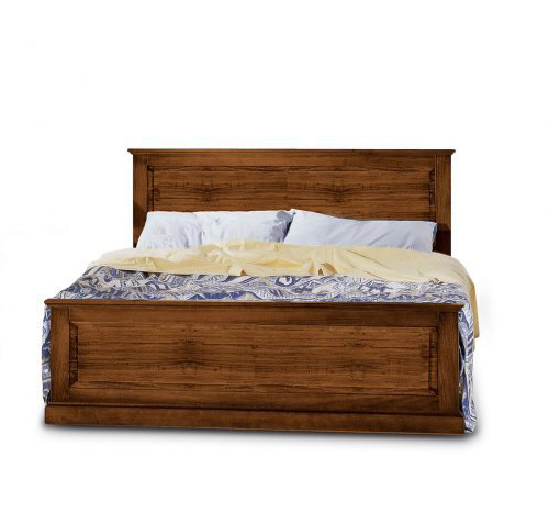 Letto matrimoniale in legno - lucidato noce, arte povera