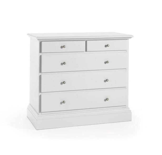 Comò in legno, laccato bianco - 5 cassetti