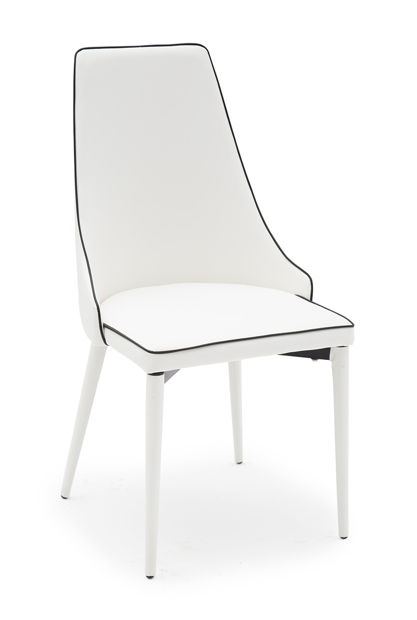 Sedia ecopelle Bianca, con bordo nero