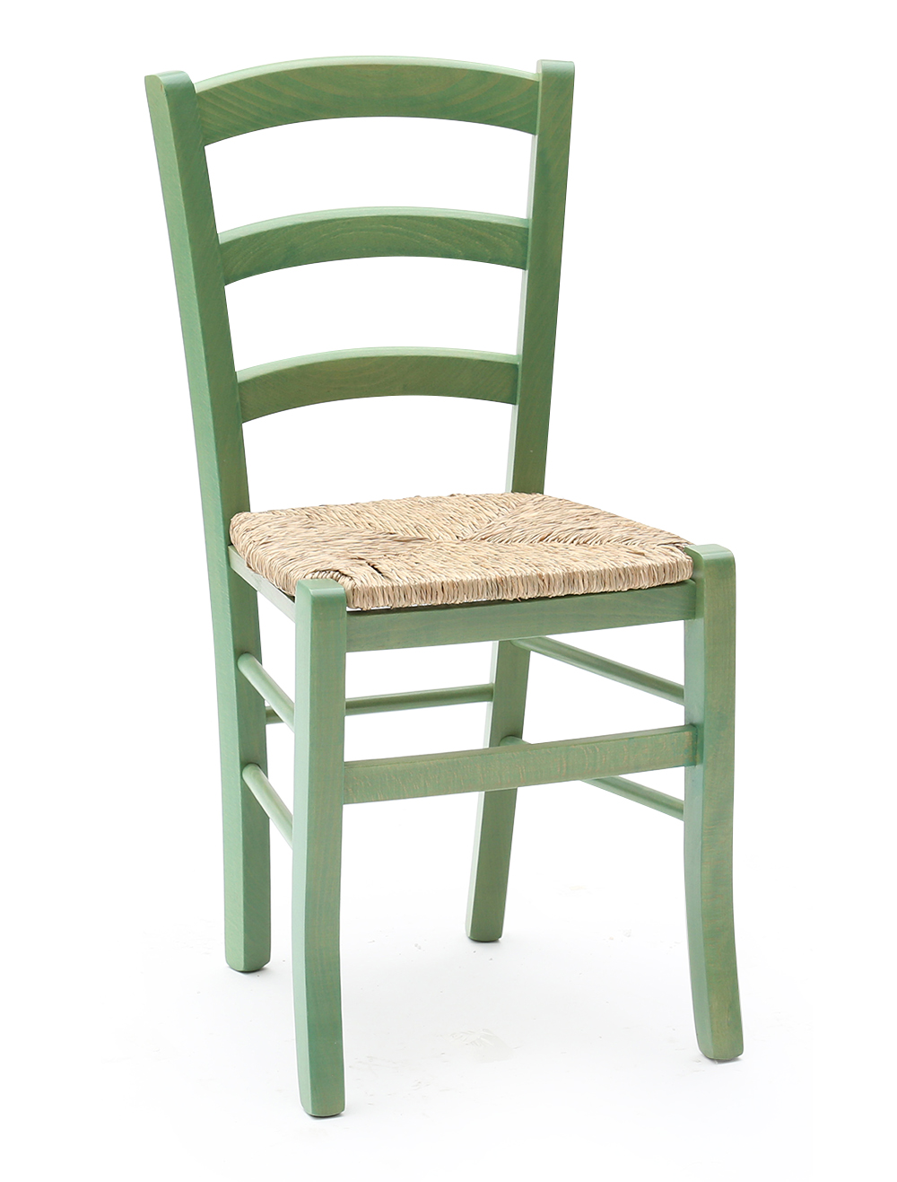 Sedia Paesana Venezia con fondino in paglia, Anilina Verde