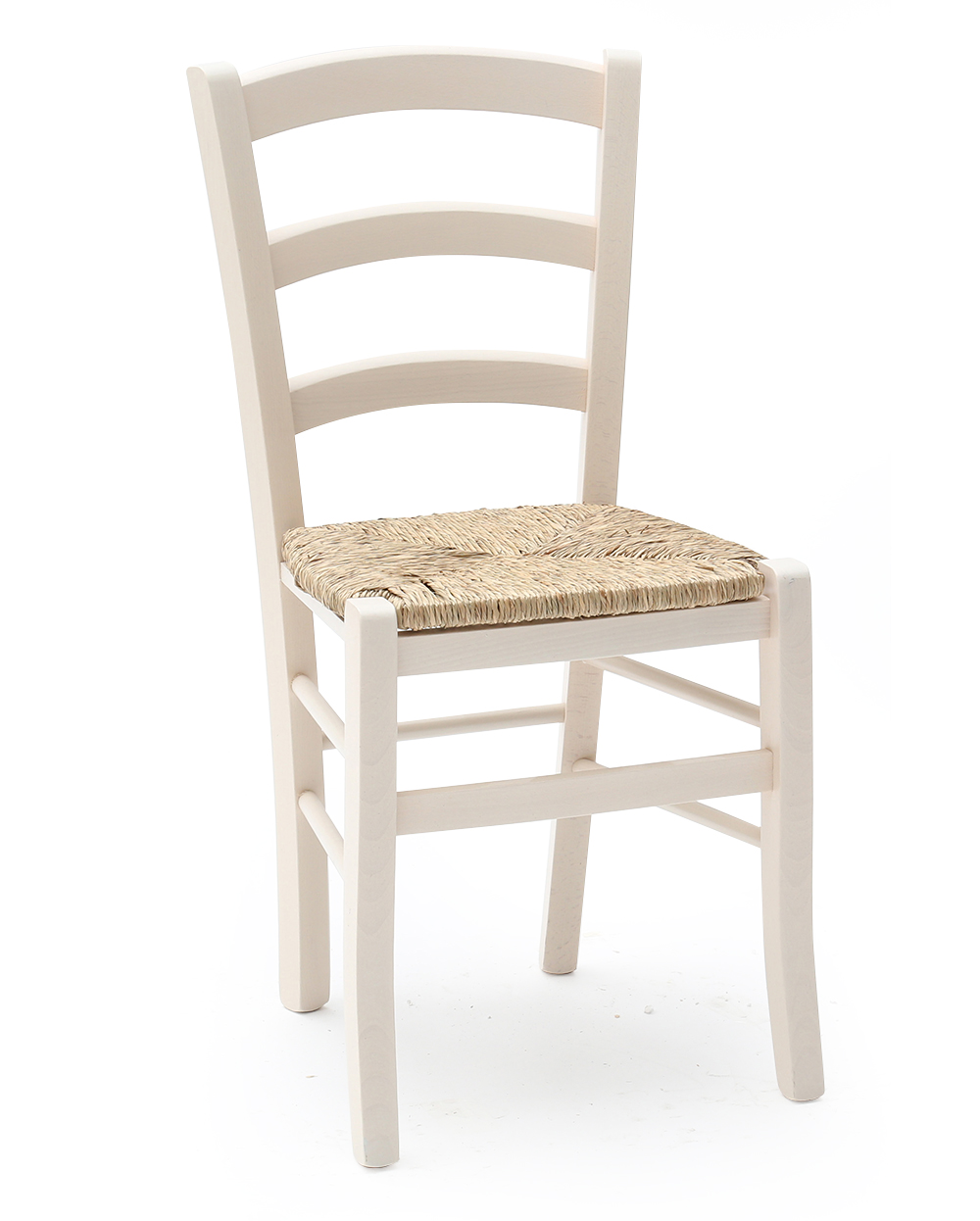 Sedia Paesana Venezia con fondino in paglia, Anilina Bianco