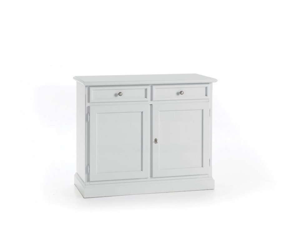 Credenza in legno bianco laccato con pomelli anticati - cm 106x86