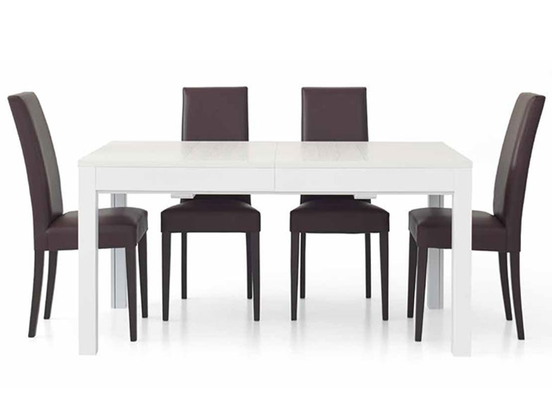 Tavolo allungabile in legno, finitura bianco frassinato