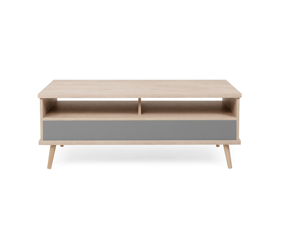 Tavolino Rosvik con 3 cassetti in finitura Grigio Seta, Grigio Perla e Antracite