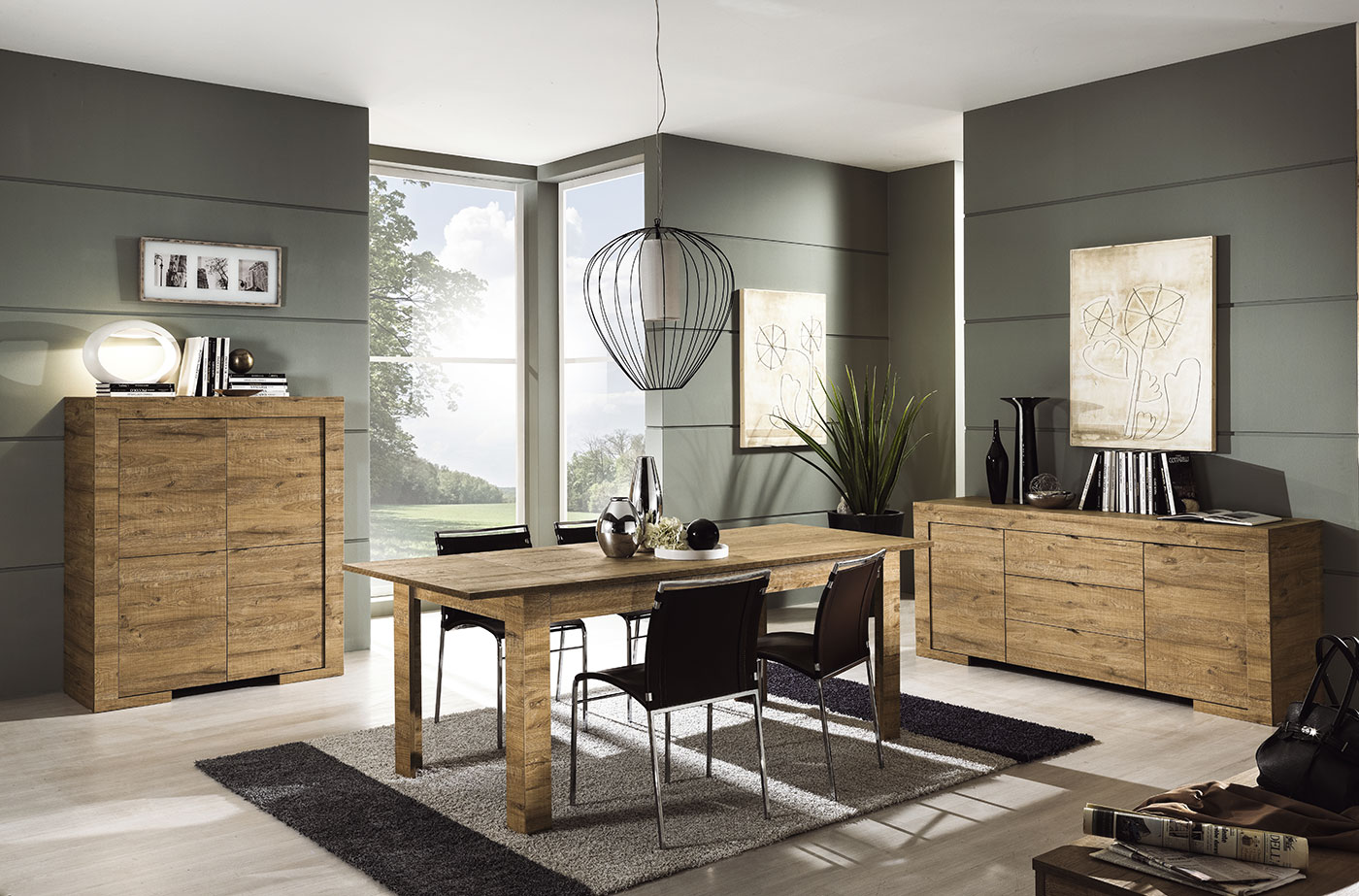 Soggiorno completo, in rovere miele