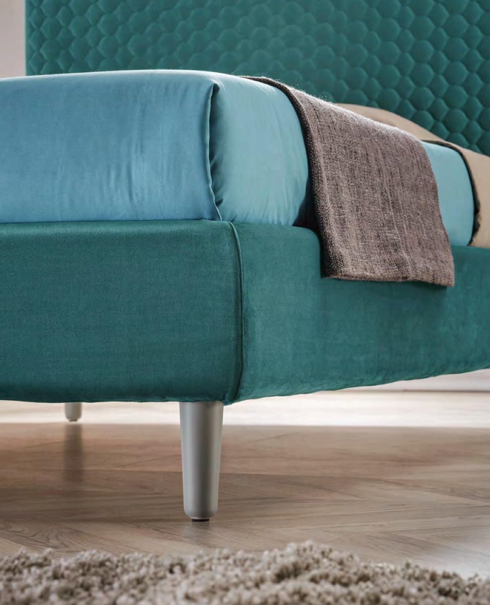 Letto 1 piazza e mezza Zen Moretti Compact in tessuto, finitura Smeraldo