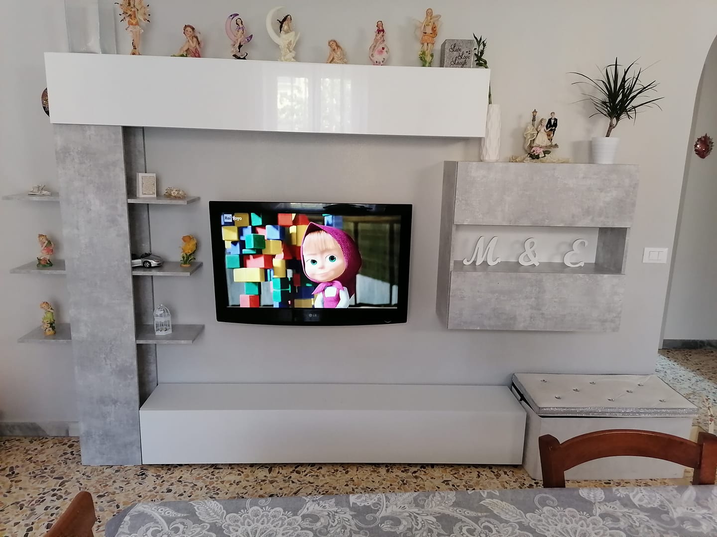 ACQUISTA ANCHE TU Parete attrezzata, Bianco Laccato Lucido e Beton