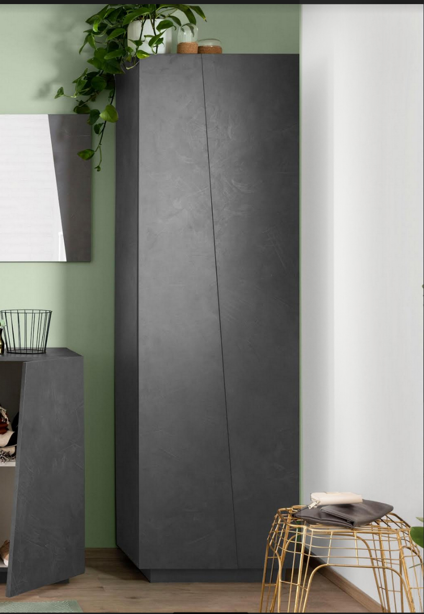 Armadio di design, 2 ante battenti, 5 ripiani, colore Ardesia