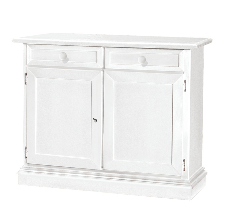 Credenza in legno bianco opaco, arte povera, 105x85 cm
