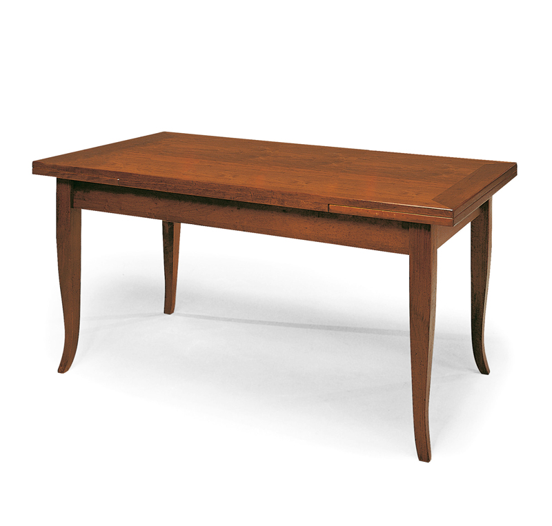 Tavolo allungabile in legno massello, gambe a sciabola, 160x85 cm e altre misure