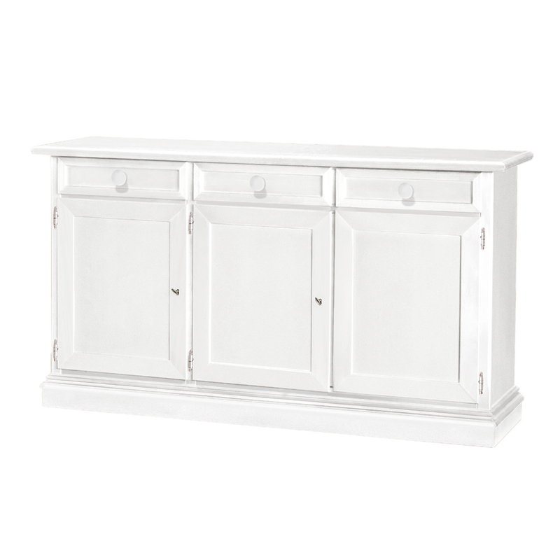 Credenza in legno bianco opaco, arte povera - cm 156x85