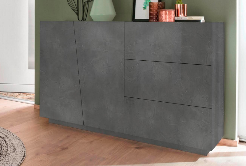 Mobili ingressi moderni, composizione con Madia, Appendiabiti e Scarpiera, finitura Ardesia