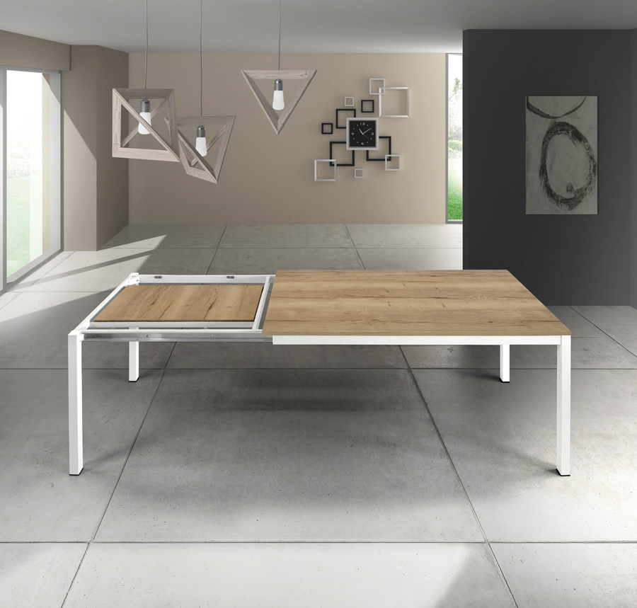 Tavolo in rovere nodato con un allunga da 50 cm