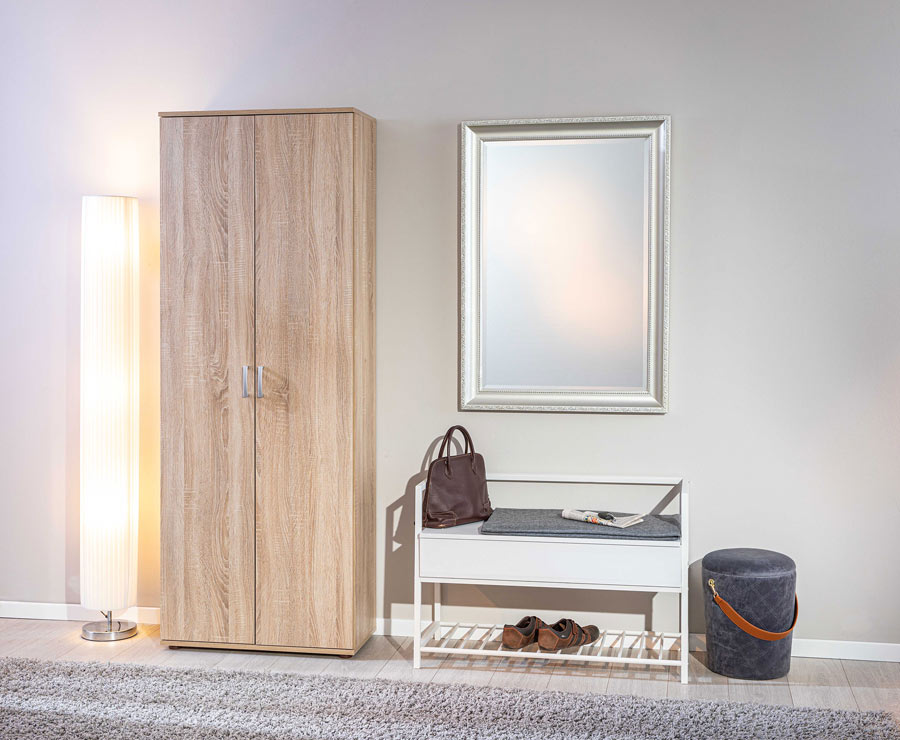 Armadio due ante + ripiani  legno finitura laminato rovere