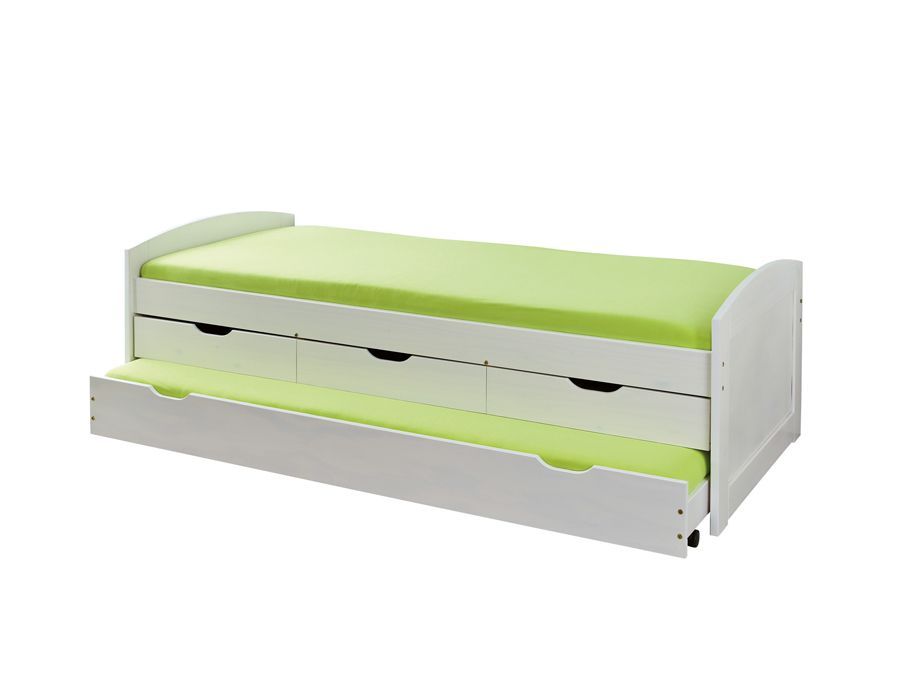 LETTO CON CASSETTI CONTENITORE E SECONDO LETTO INFERIORE AD ESTRAZIONE. 