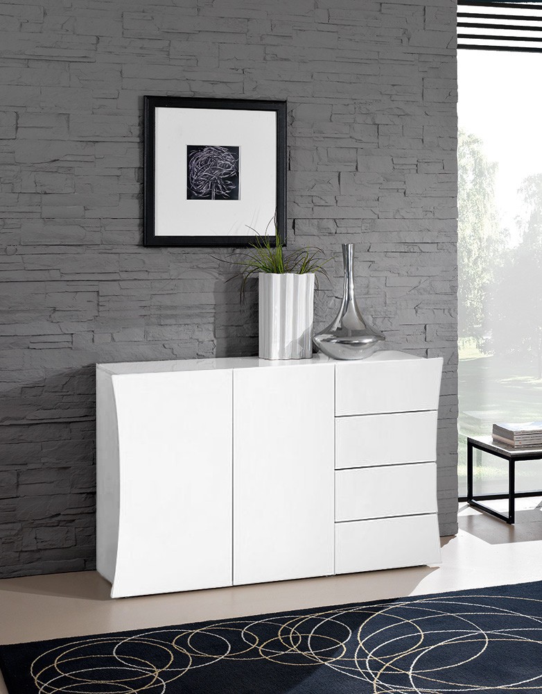 Madia, comò a 4 cassetti e 2 ante curve, linea arco