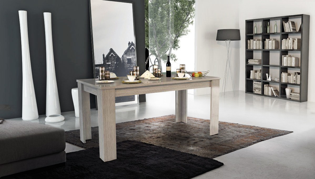 Tavolo moderno completo di allunga, larice grigio