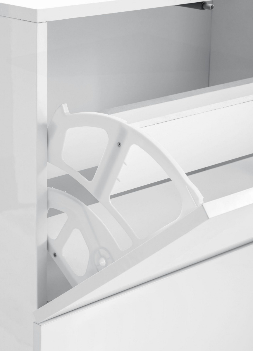 Scarpiera a 2 ante sagomate bianco laccato lucido, linea arco