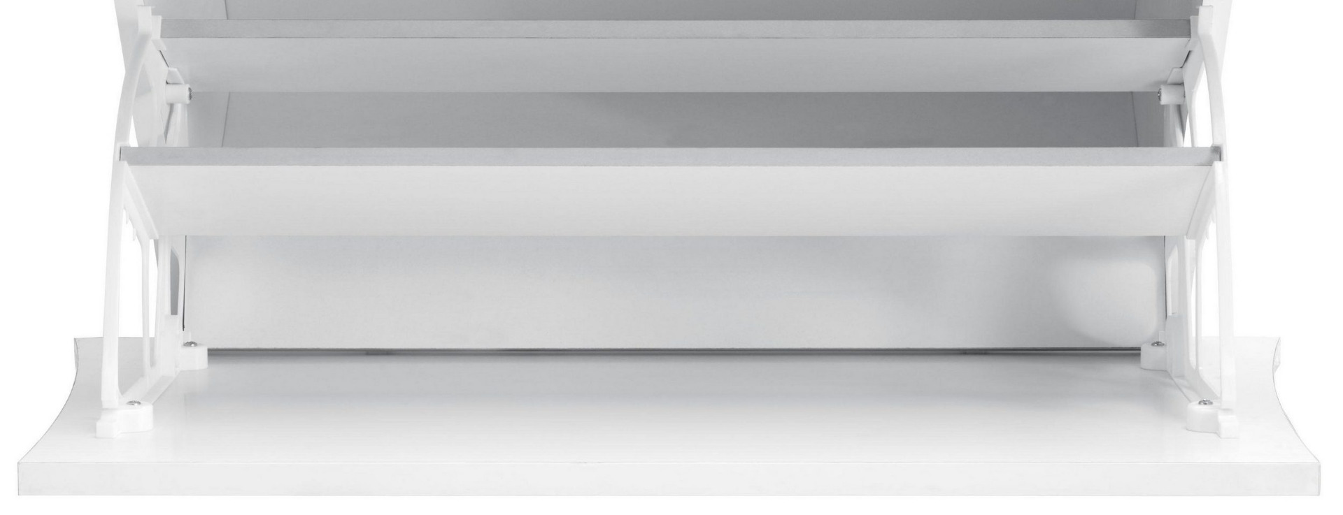 Scarpiera a 2 ante sagomate bianco laccato lucido, linea arco