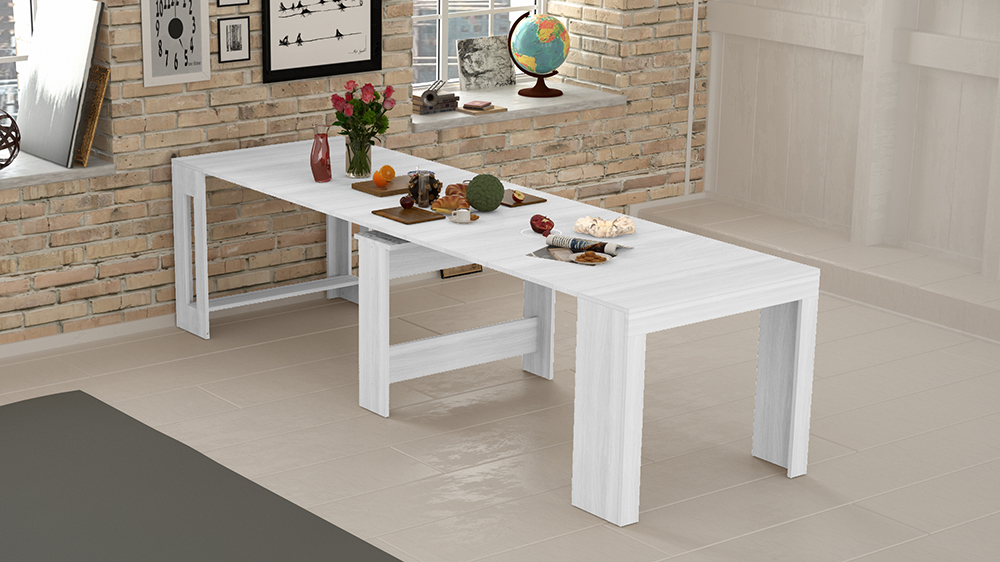 Consolle Pesciolino allungabile 3 metri, larice bianco