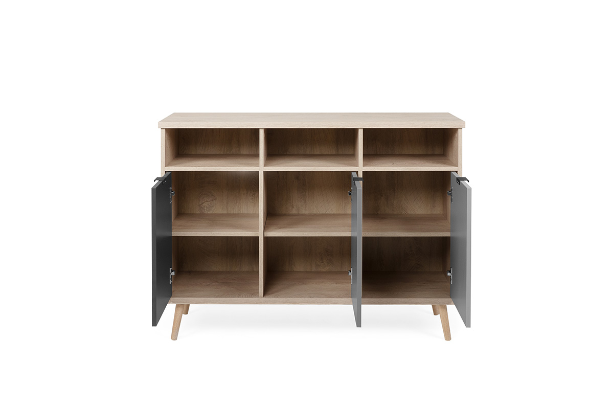 Soggiorno completo Rosvik in finitura Grigio Seta, Grigio Perla e Antracite