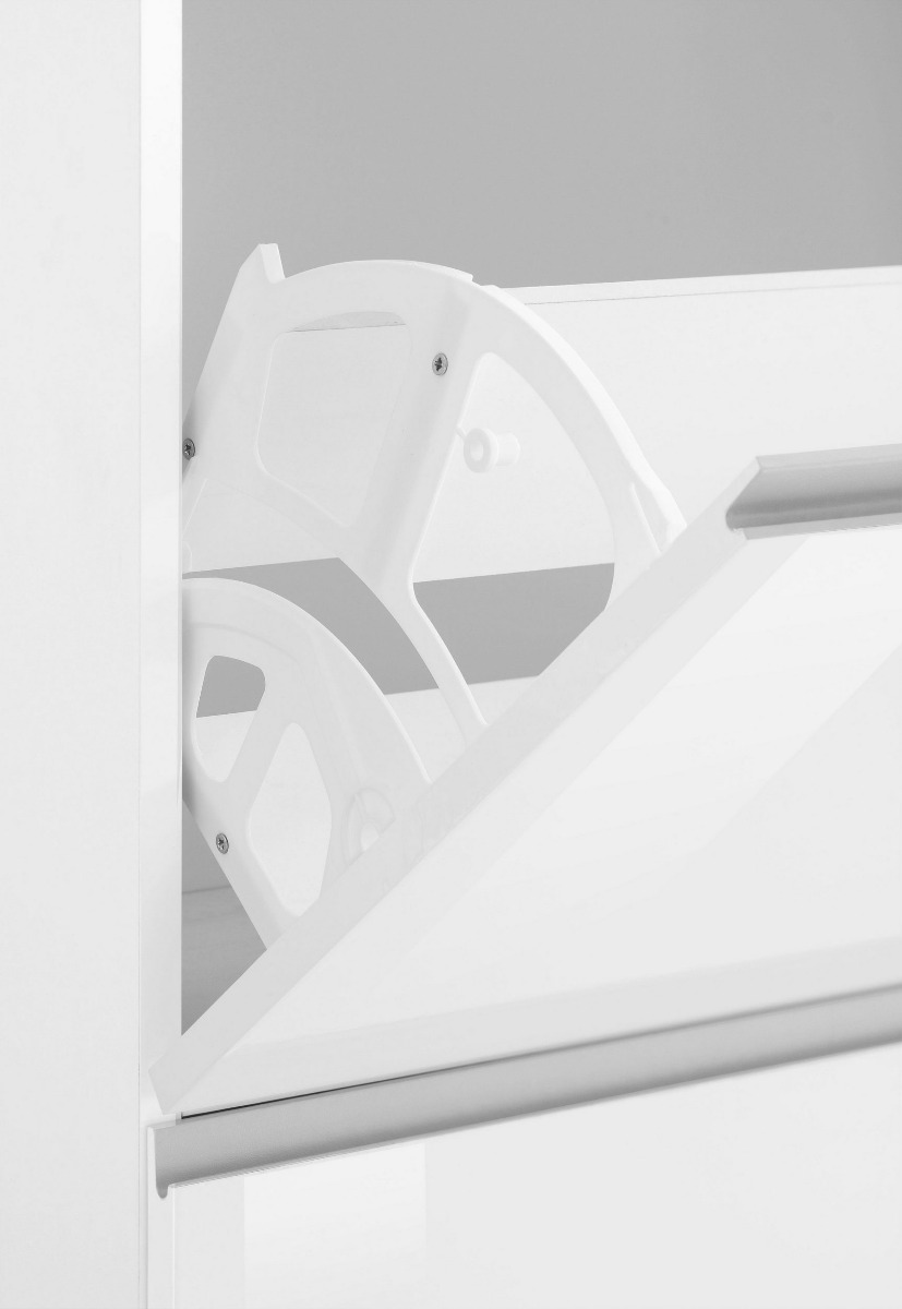 Scarpiera 2 ribalte1 cassetto bianco lucido con gola