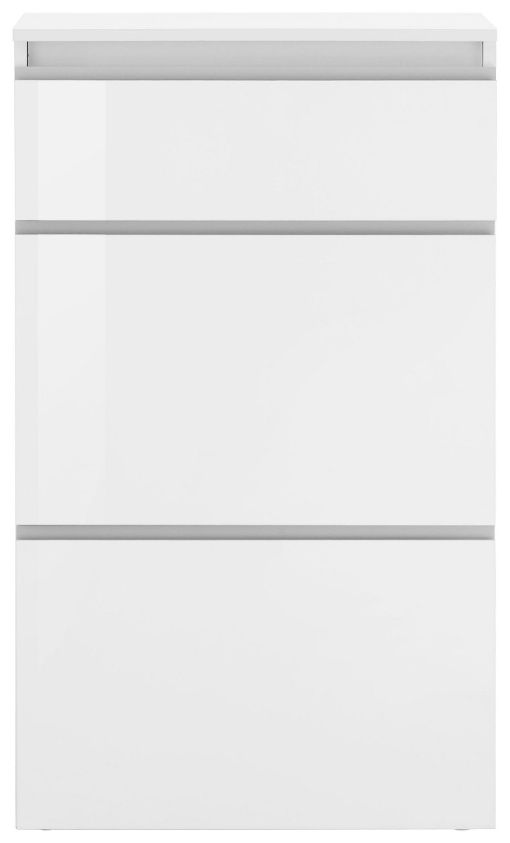 Scarpiera 2 ribalte1 cassetto bianco lucido con gola