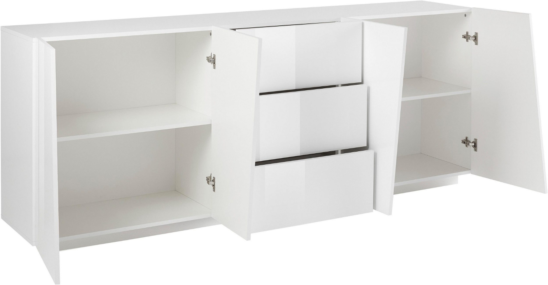 Madia credenza 4 ante 3 cassetti in finitura bianco lucido