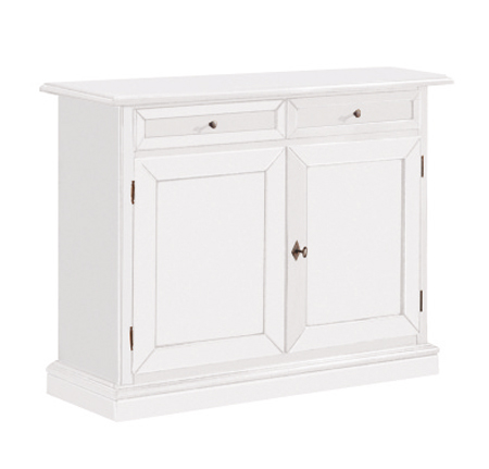 Credenza in legno bianco opaco, stile arte povera - cm 105x85