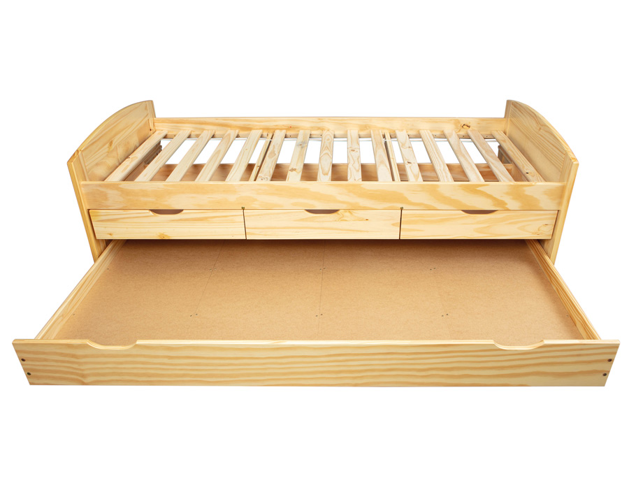 Letto con secondo letto ad estrazione e cassetti contenitore