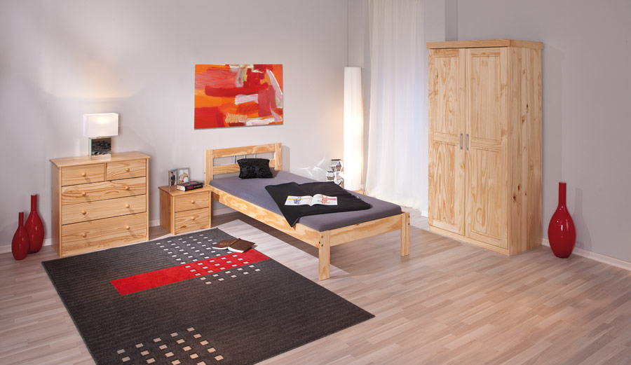 Armadio 2 ante + 1 ripiano, pino massello colore legno naturale