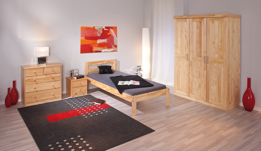 Armadio tre ante in legno massello finitura pino naturale