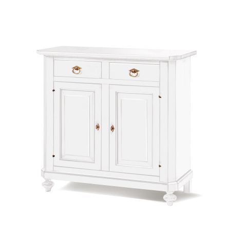 Credenza in legno bianco opaco, arte povera - cm 113x103