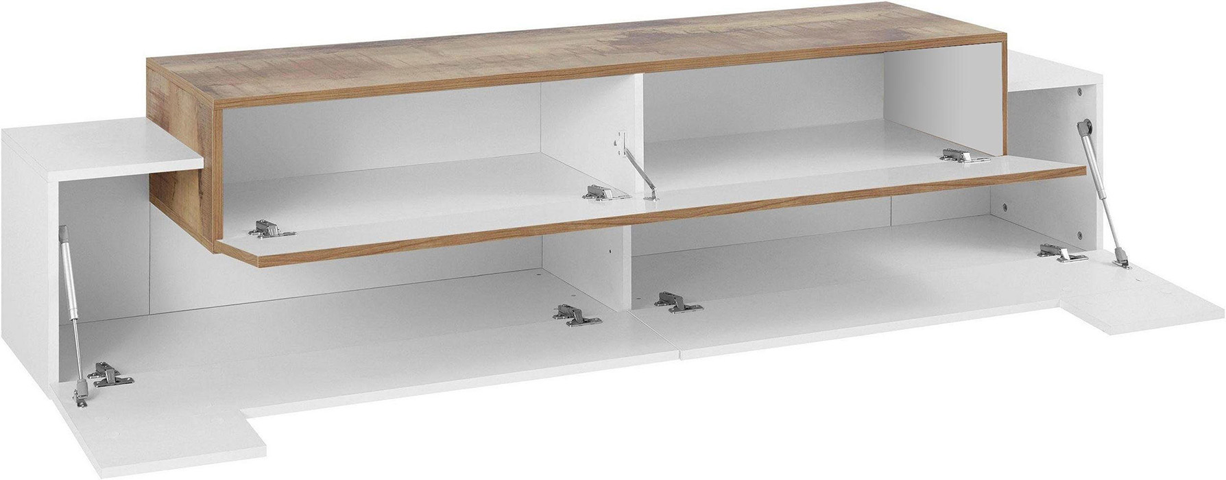 Mobile porta tv moderno L.200 con 3 ante in finitura Bianco lucido e Pero