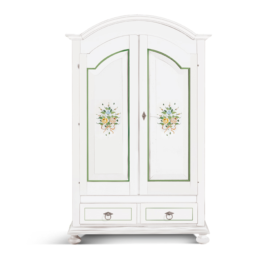 Armadio 2 ante finitura bianco con decori