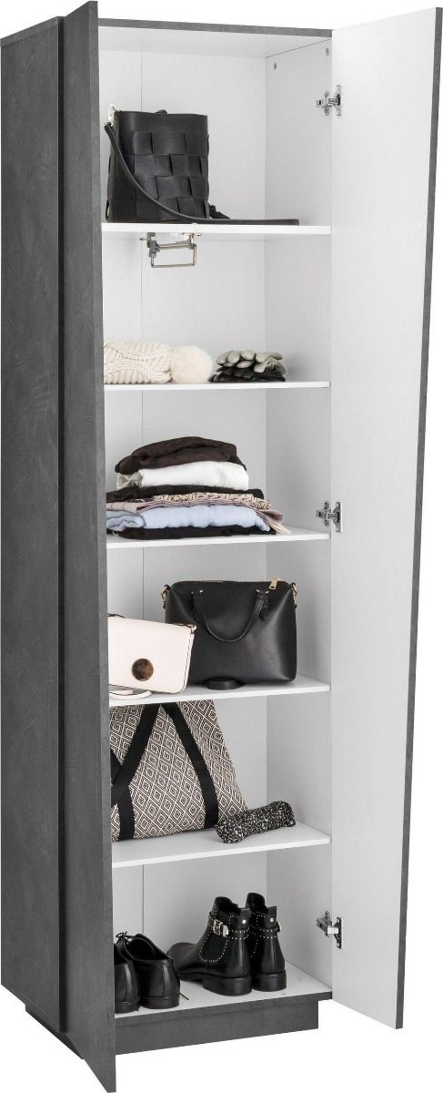 Composizione d'ingresso, Madia, Armadio e Specchiere, finitura Ardesia