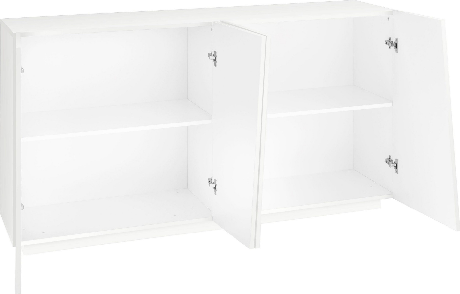 Credenza con ante asimmetriche di piccole dimensioni, Bianco lucido