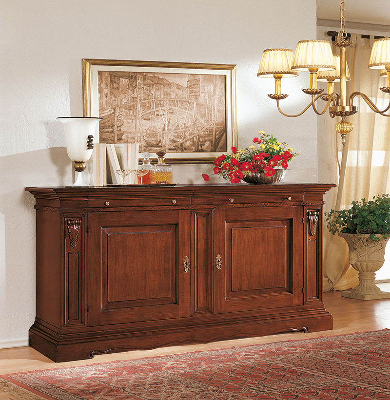 Credenzone in legno finitura noce arte povera, con 2 porte 213x109