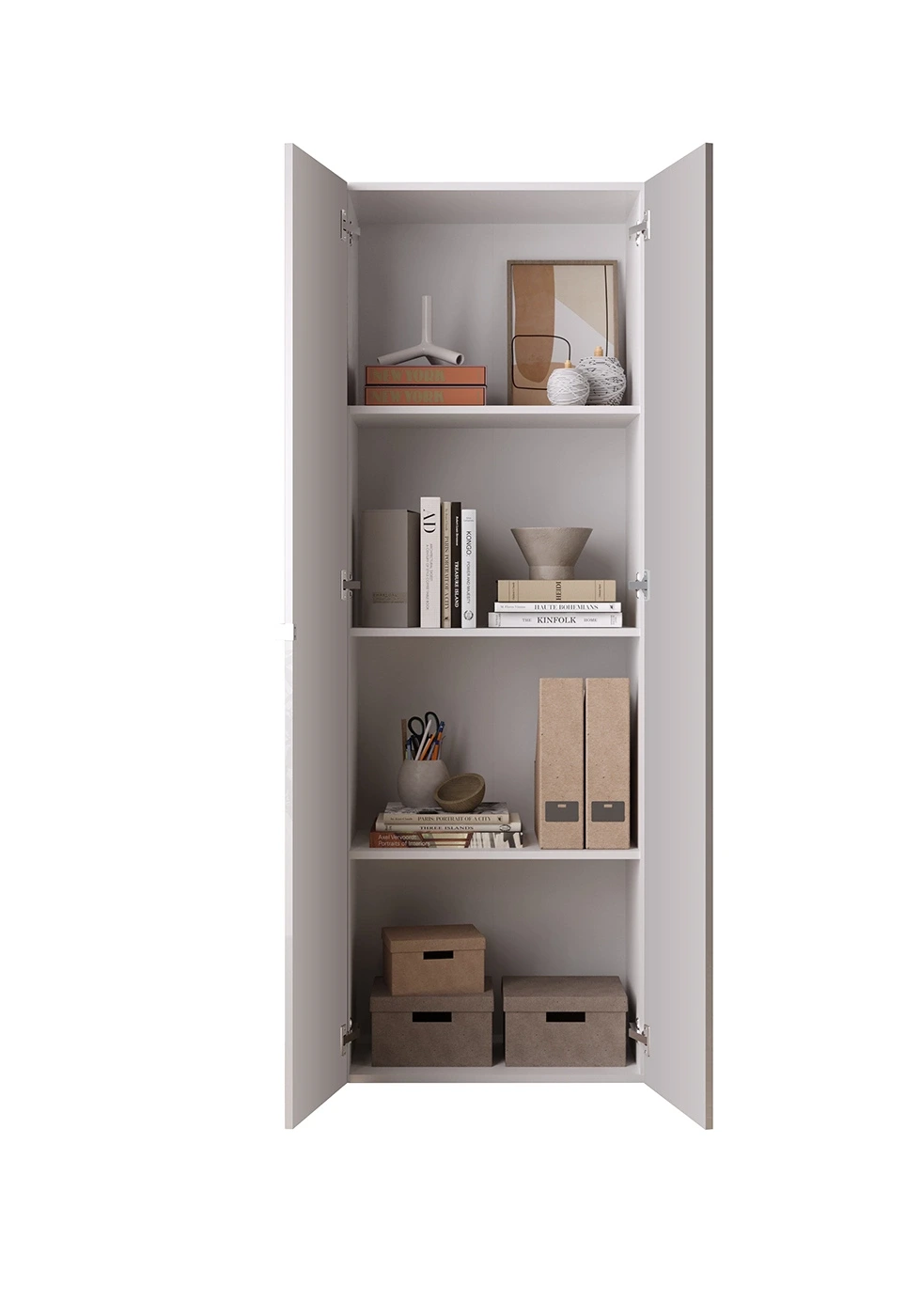 Armadio 2 ante e 3 ripiani H.180 cm, finitura Bianco 