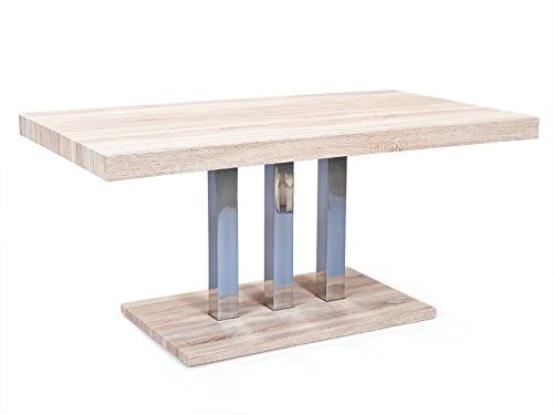 Tavolo, in mdf finitura rovere e metallo cromato - 160x90 cm