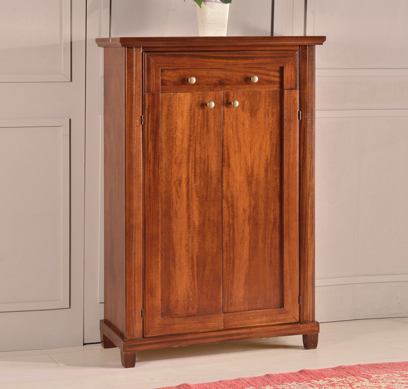 Scarpiera classica in legno colore noce arte povera