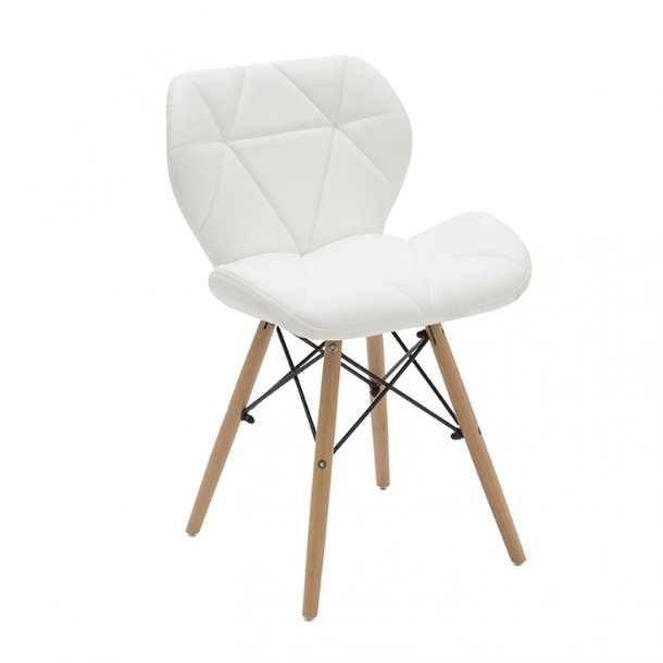 Sedia in ecopelle Bianca, con gambe in legno