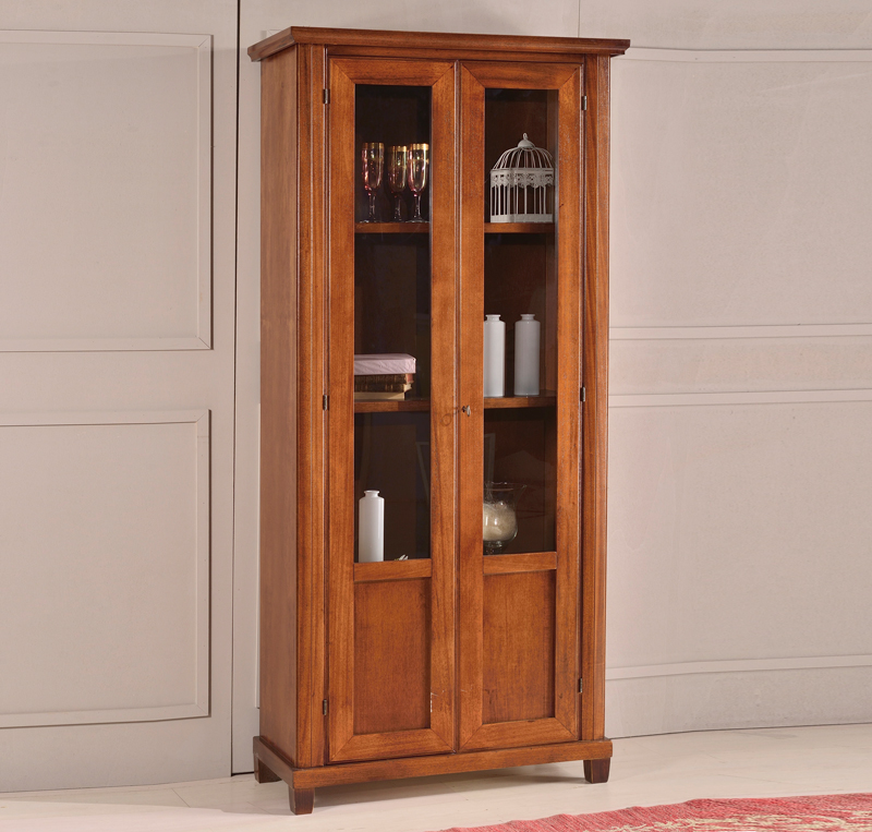 Vetrina in legno finitura noce arte povera, a 2 ante 87x40 H.189