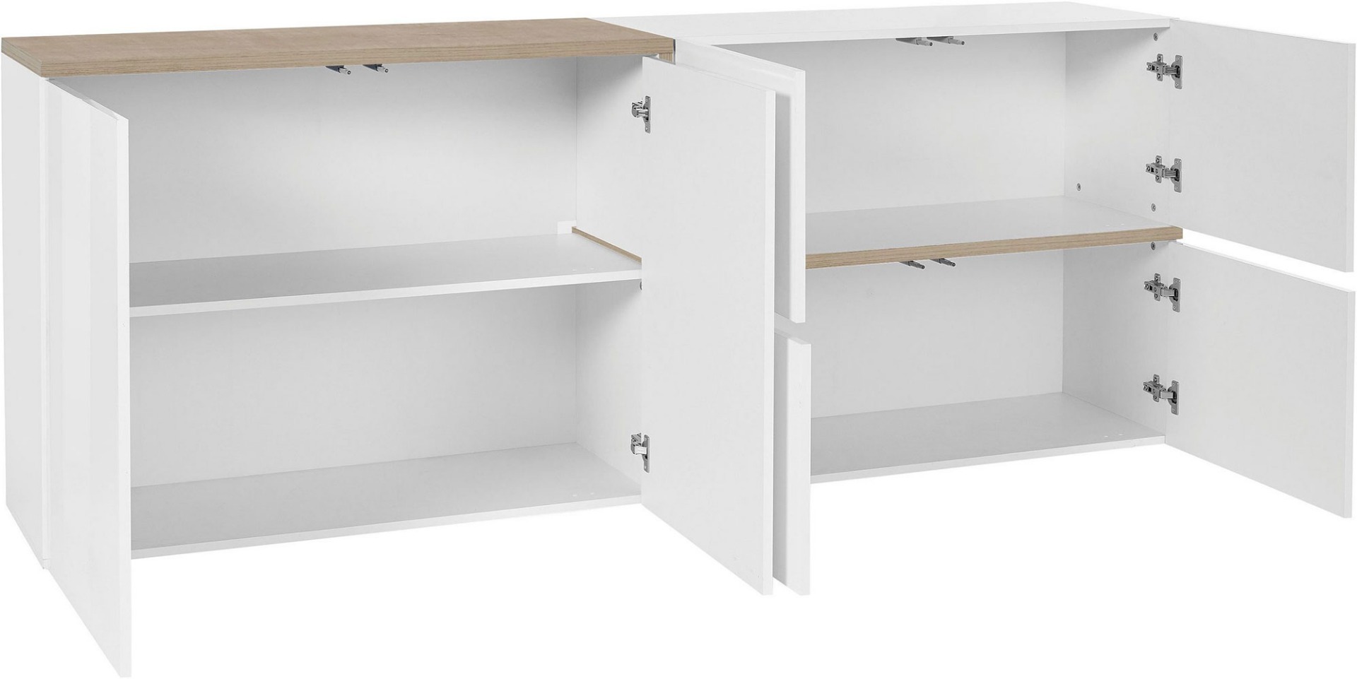 Madia moderna con 4 ante in finitura Bianco lucido e Pero L.210