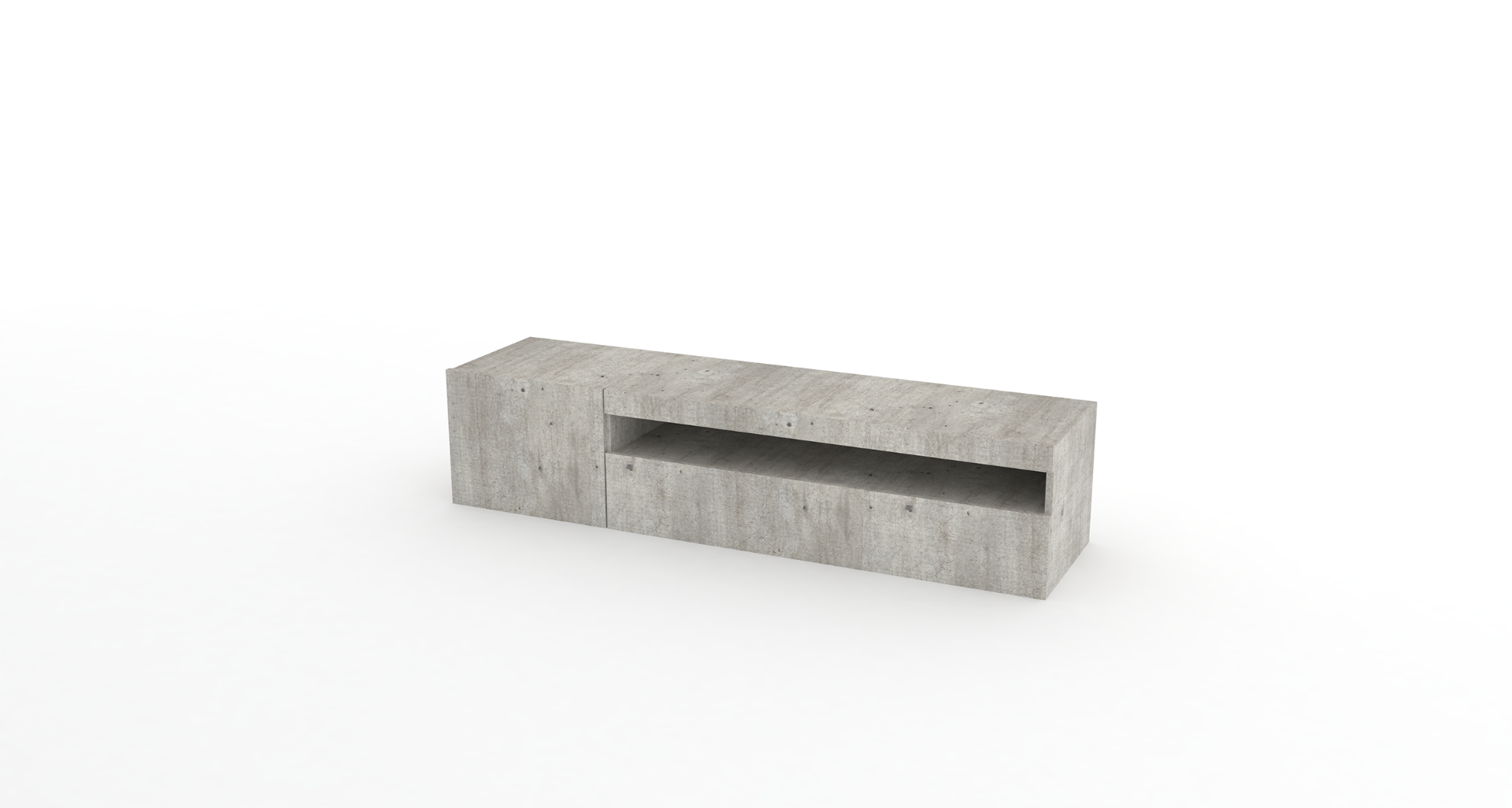 Base Porta TV moderna a 1 anta e 1 ribalta, finitura cemento