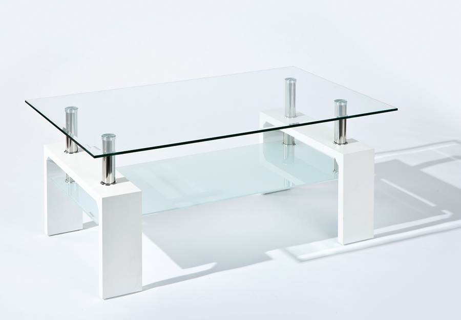 Tavolino da caffè in vetro di design moderno  bianco