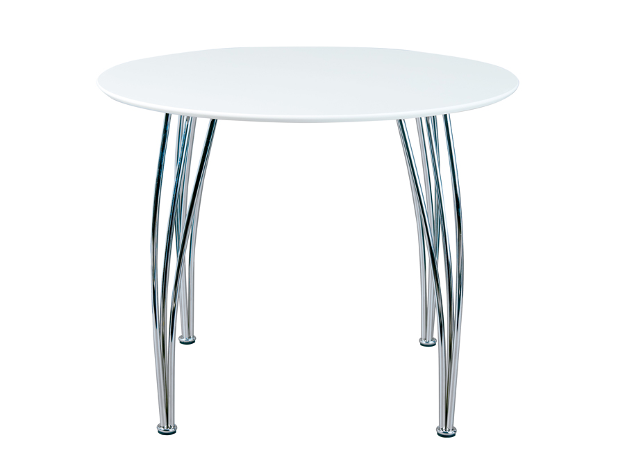 Tavolo rotondo in mdf laccato bianco e metallo, 100x100 cm