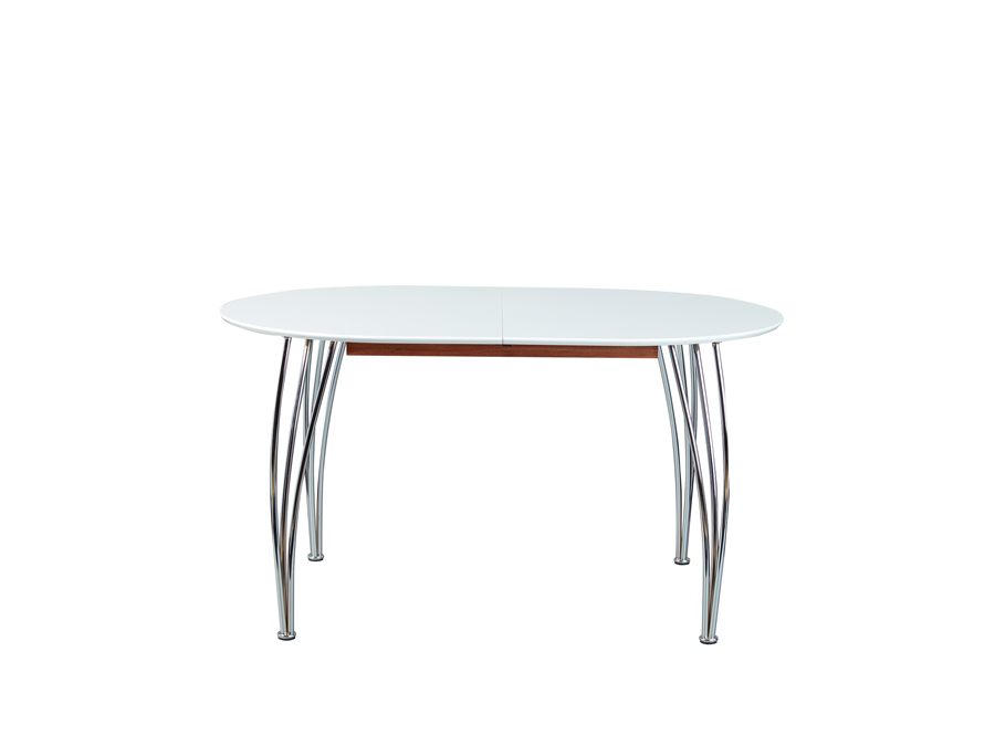 Tavolo allungabile, in mdf laccato bianco e metallo, 140x90 cm